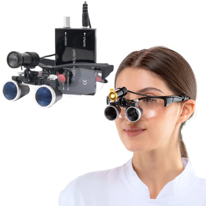 Lupa X1 con Lentes de 2.5x o 3.5x y Lámpara Frontal de 5 W