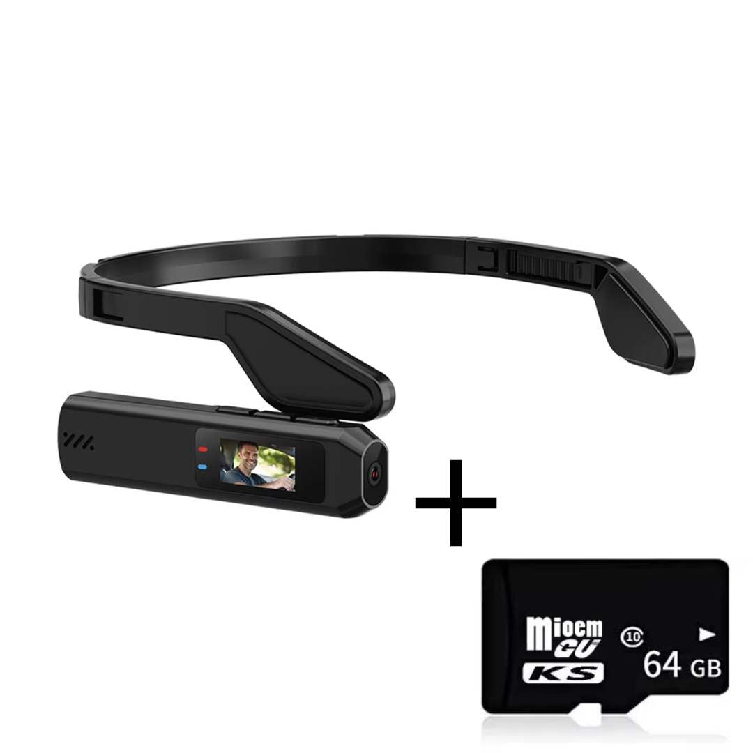 Cámara Portátil 2.7K con Soporte de Cabeza para Grabación de Procedimientos de Trabajo