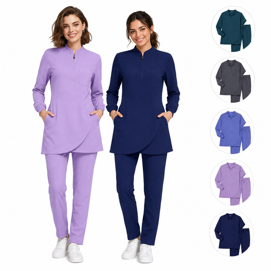 Uniforme Médico Mujer Cuello Mao con Cremallera - Blusa + Pantalón