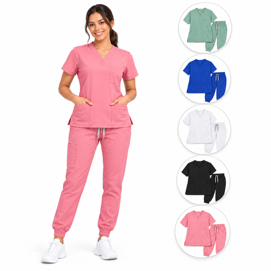 Conjunto Scrub Médico Slim Femenino - Pantalón + Blusa